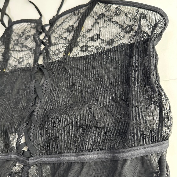 iCollection Black Sheer Lace Bodysuit Teddy Lingerie Plus Size 3X Sexy Romantic - Picture 3 of 9